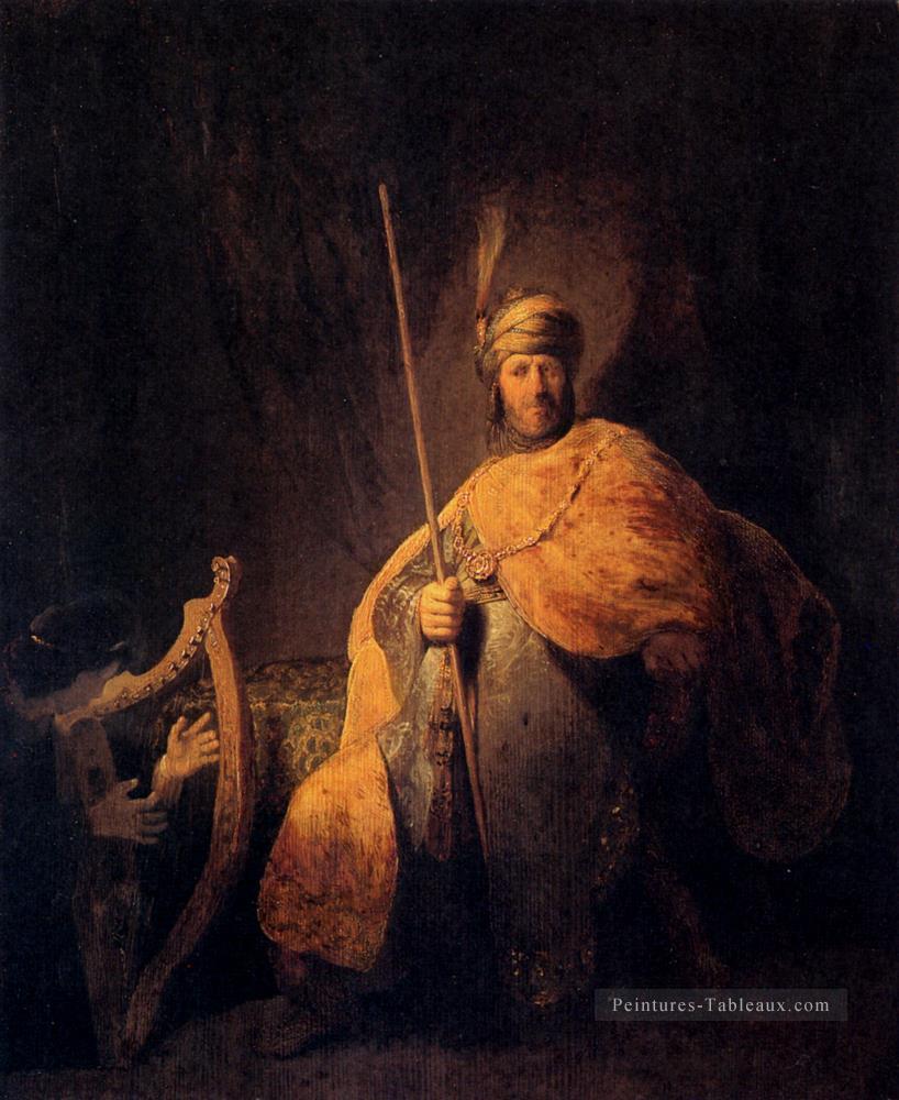 David jouant de la harpe à Saul Rembrandt Peintures à l'huile